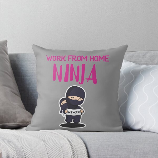 Work from Home Ninja Pink Throw Pillow