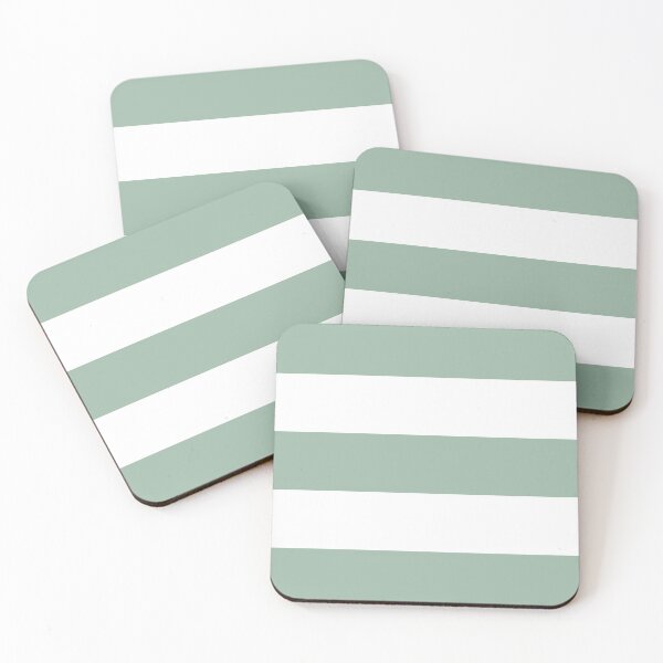 Item preview, Large MUTED GREEN and WHITE Horizontal STRIPES designed and sold by RachelMacht.