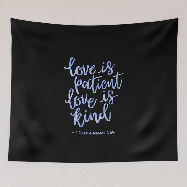 Item preview, Watercolor 1 Corinthians 13:4  Quote Blue designed and sold by amazingjoy.