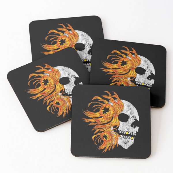 Item preview, Skull and chrysanthemums flame color effect designed and sold by BV-creas.