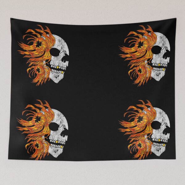 Item preview, Skull and chrysanthemums flame color effect designed and sold by BV-creas.