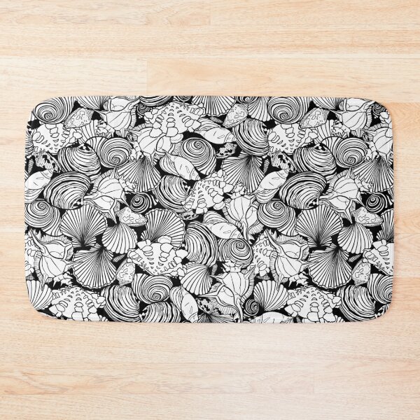 Item preview, Vector black and white repeat pattern with variety of overlaping seashells.  designed and sold by jamiesoondesign.