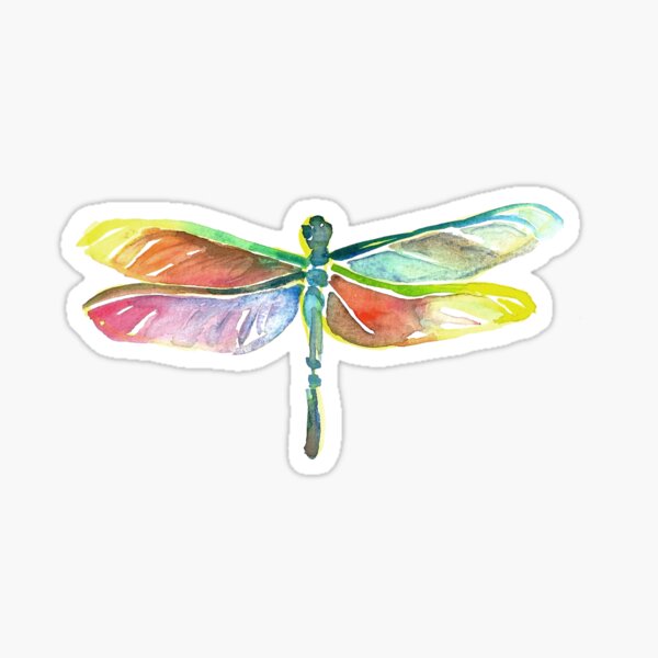 Item preview, Watercolor Fossil Dragonfly in Rainbow designed and sold by VivtheFish.