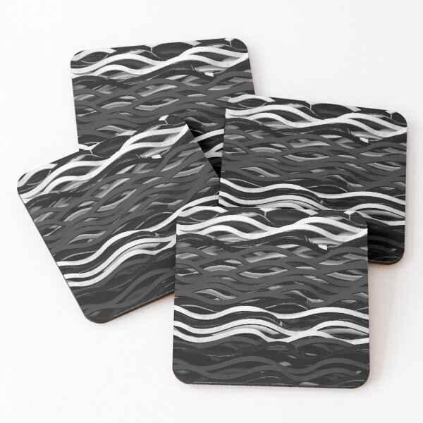 Item preview, Abstract Wavy 3D Stripes (Black/White/Gray) designed and sold by hyproinc.