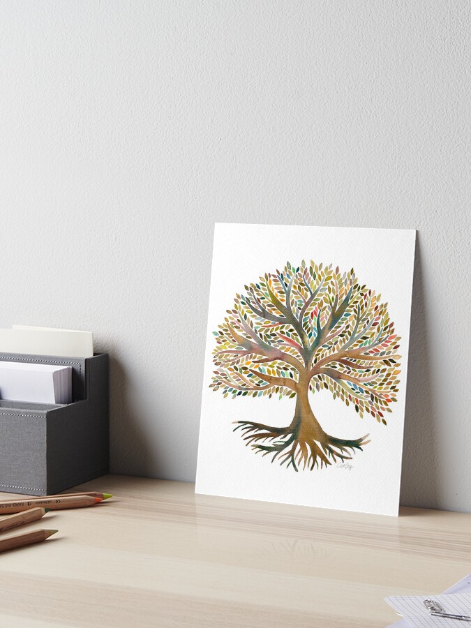 Tree watercolor postcards, original art