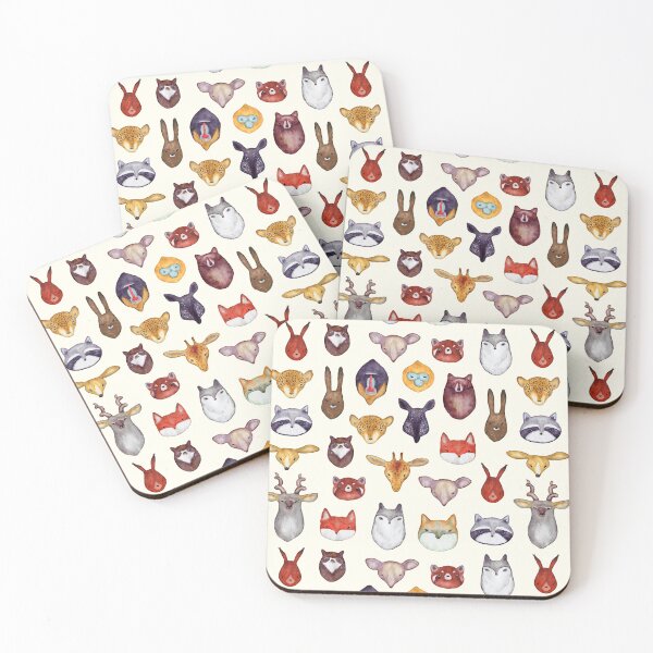 Item preview, Watercolor wild animals heads seamless pattern designed and sold by Anniomoro.