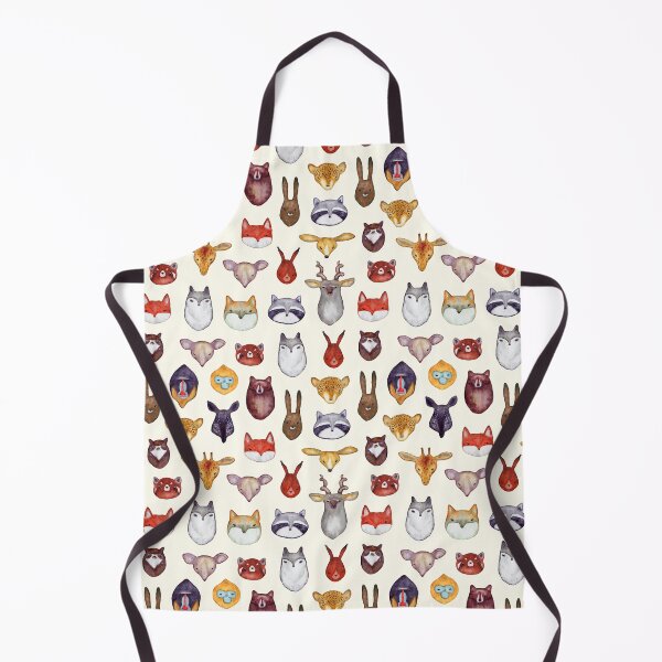 Item preview, Watercolor wild animals heads seamless pattern designed and sold by Anniomoro.