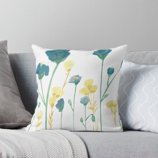 Item preview, Design of flowers in watercolor by hand in blue and ocher tones designed and sold by EstiloSoul.