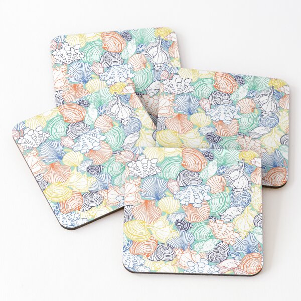 Item preview, Vector colorful tropical repeat pattern with variety of overlaping seashells.  designed and sold by jamiesoondesign.