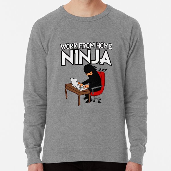 Work from Home Ninja Black and White Lightweight Sweatshirt