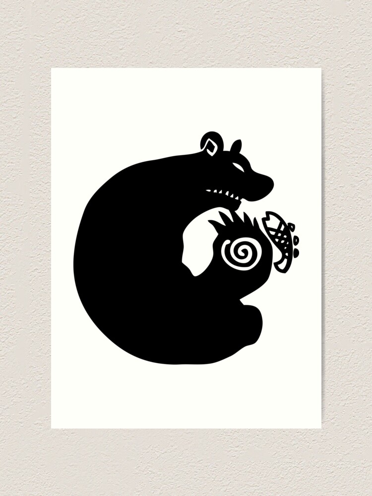 "The Seven Deadly Sins - The Grizzly Sin of Sloth (Black)" Art Print by