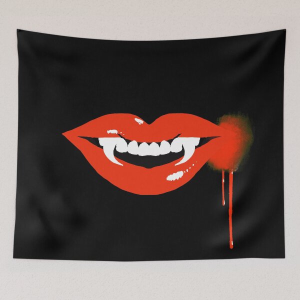 Item preview, Bloody red lips- Vampire Fangs with dripping blood designed and sold by Urvashi Patel.