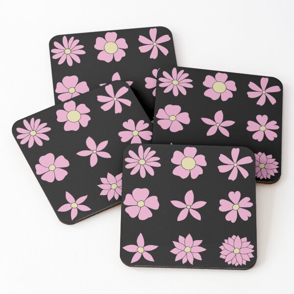Item preview, Bib Flowers Pack in Pastel Pink on Black designed and sold by CottoVerdi.
