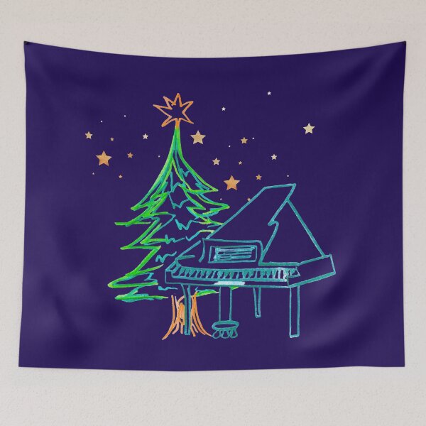 Item preview, Piano and Christmas Tree with Stars designed and sold by DesignsofNote.