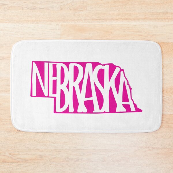 Item preview, Nebraska state silhouette design - NE gifts - Nebraska text in pink designed and sold by smooshfaceutd.