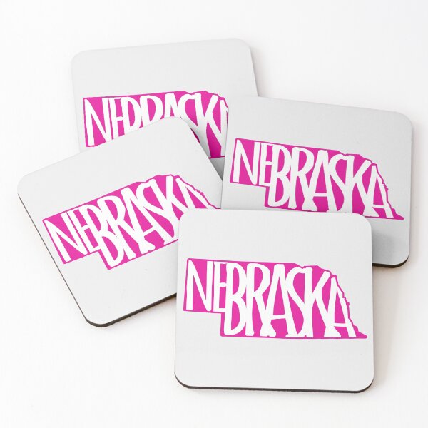 Item preview, Nebraska state silhouette design - NE gifts - Nebraska text in pink designed and sold by smooshfaceutd.