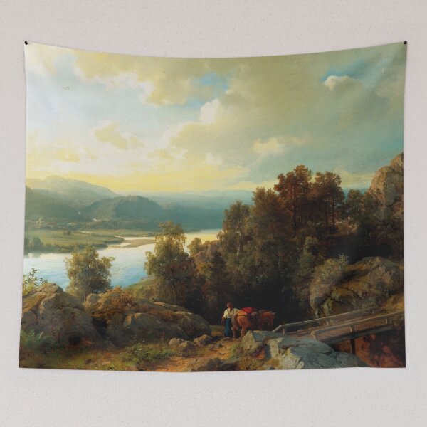 Item preview, A Lakeside Landscape - Hans Gude - 1861 designed and sold by CJET.