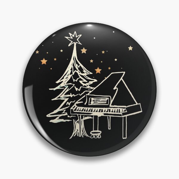 Item preview, Piano and Christmas Tree with Stars (Monochrome)  designed and sold by DesignsofNote.
