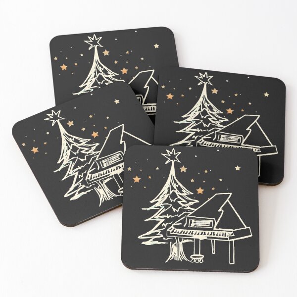 Item preview, Piano and Christmas Tree with Stars (Monochrome)  designed and sold by DesignsofNote.
