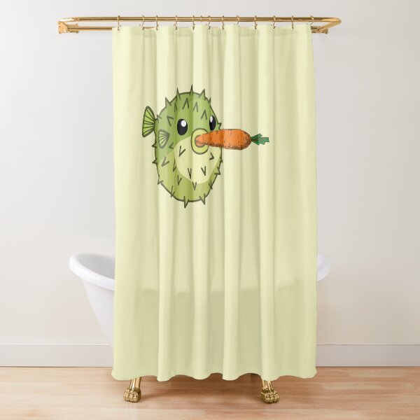 "Pufferfish Eating a Carrot " Shower Curtain for Sale by StarByAsem Redbubble