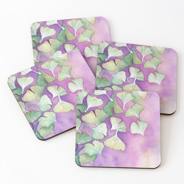 Item preview, Gingko Leaves Summer Autumn Watercolor Purple designed and sold by CoconatStudio.