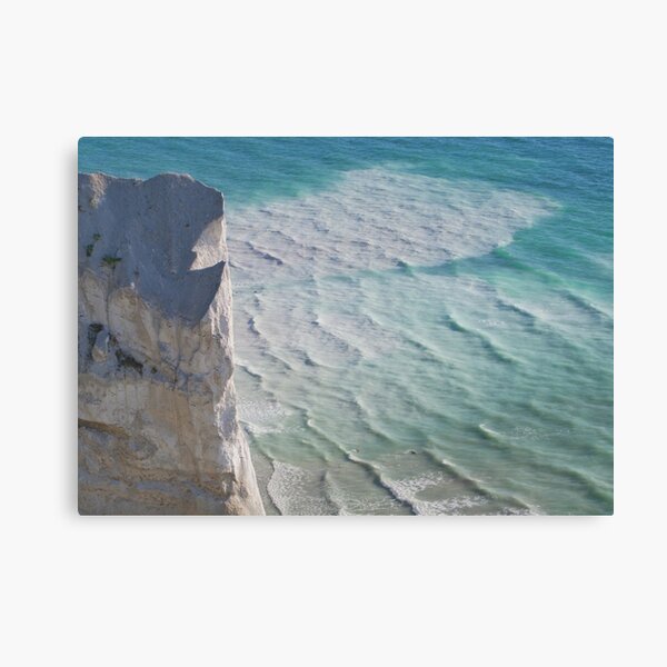 Chalk cliffs towering white ocean Canvas Print