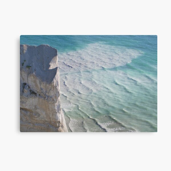 Chalk cliffs towering white ocean Metal Print