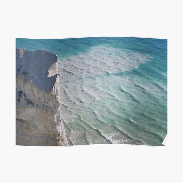 Chalk cliffs towering white ocean Poster