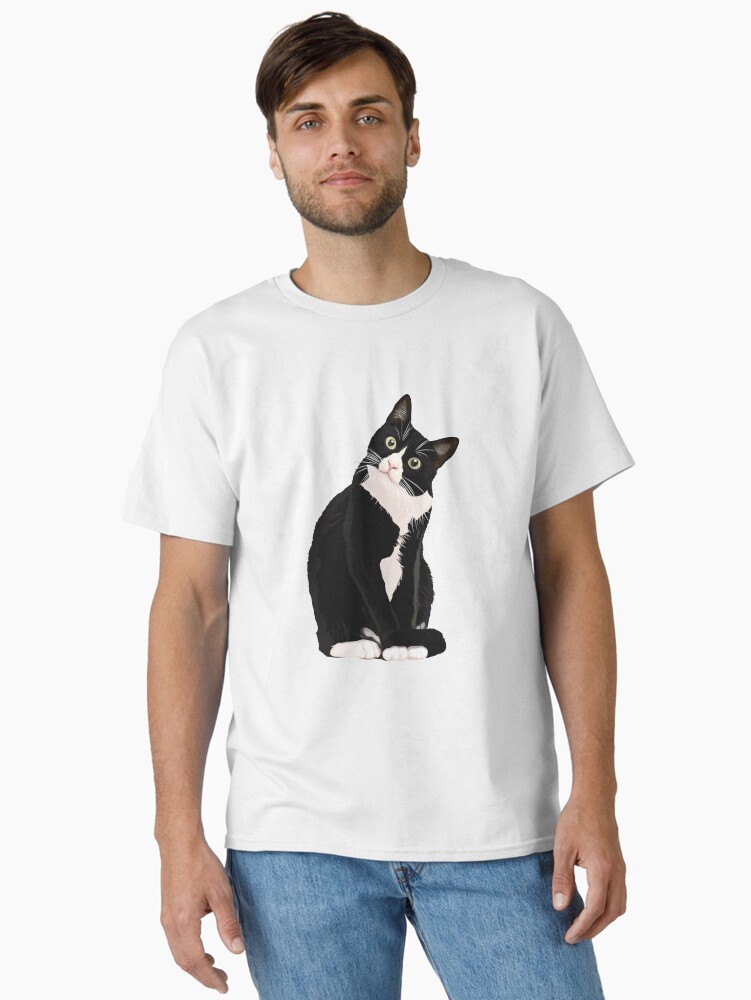 Imagen 1 de 7, Camiseta clásica con la obra Gato negro, diseñada y vendida por Smart-Bee.