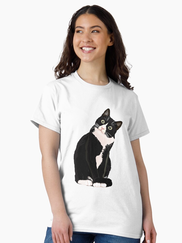 Imagen 2 de 7, Camiseta clásica con la obra Gato negro, diseñada y vendida por Smart-Bee.
