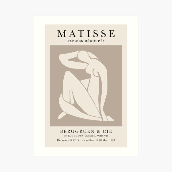 Henri Matisse, Papiers Découpés Art Couleur Marron, Découpe Matisse Imprimé Beige, Impression d'Art Exposition Impression artistique