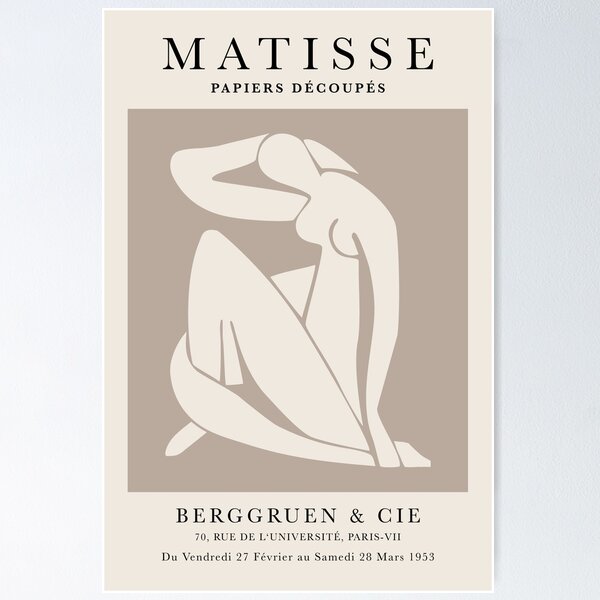 Item preview, Henri Matisse, Papiers Découpés Art Brown Color, Matisse cutout Beige print, Art Exhibition Print designed and sold by Jokoleo.