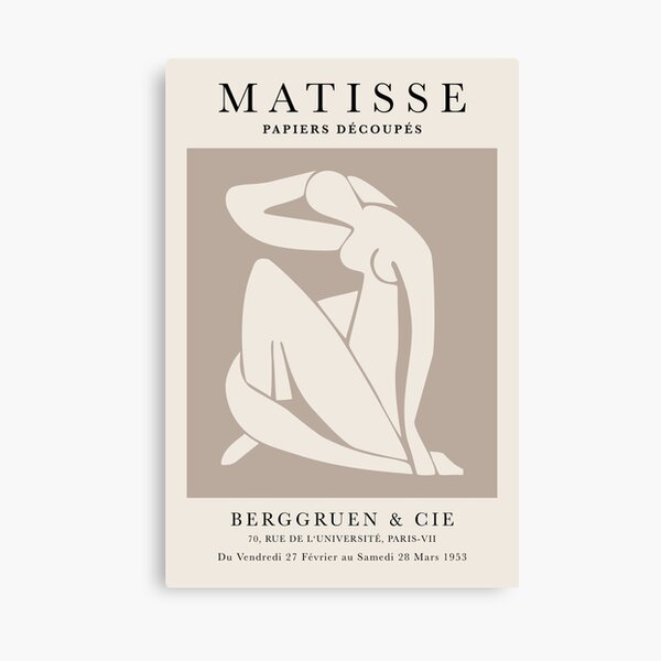 Henri Matisse, Papiers Découpés Art Couleur Marron, Découpe Matisse Imprimé Beige, Impression d'Art Exposition Impression sur toile