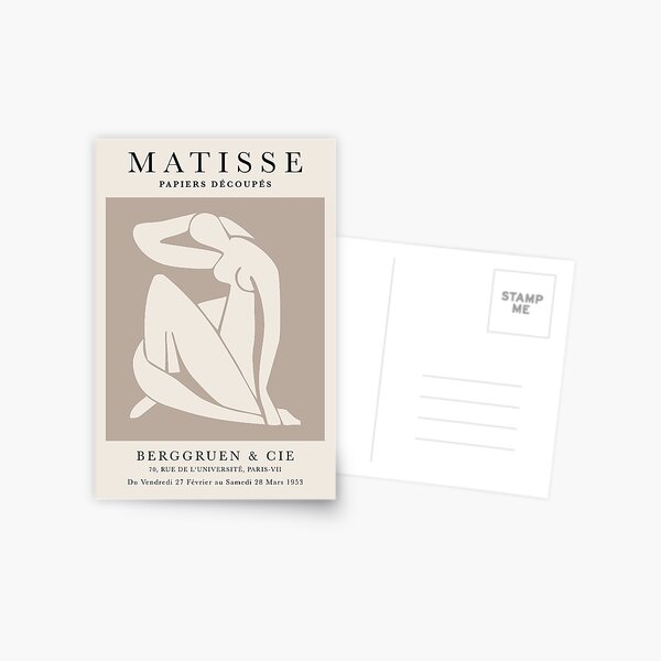 Henri Matisse, Papiers Découpés Art Couleur Marron, Découpe Matisse Imprimé Beige, Impression d'Art Exposition Carte postale