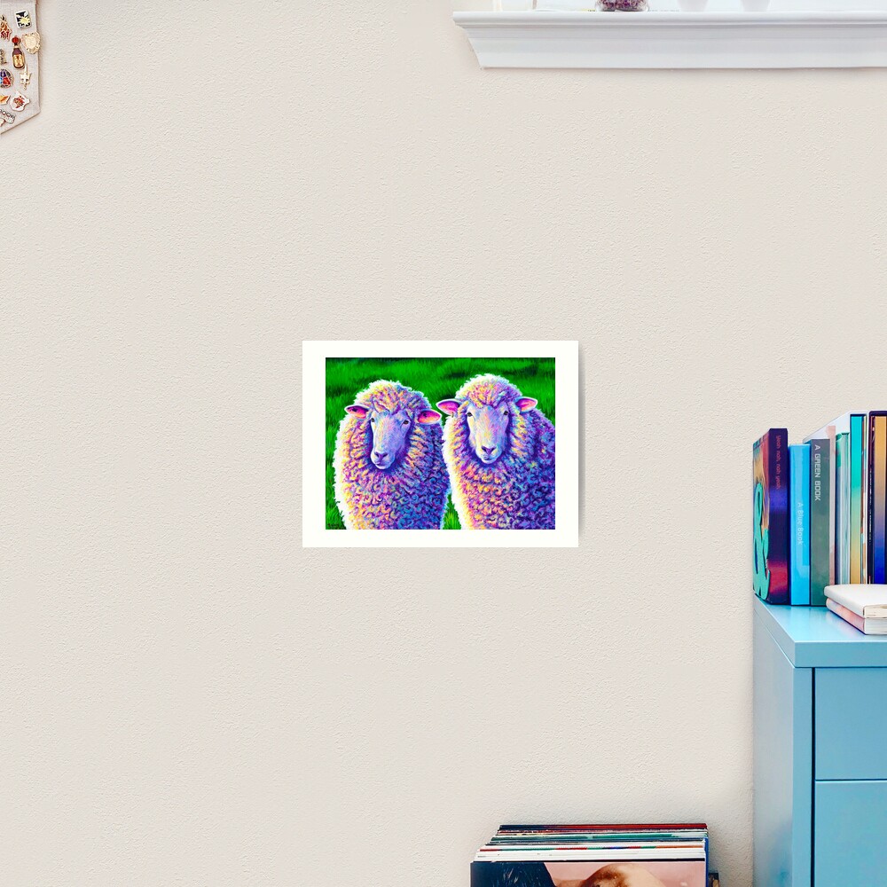 Colorful Sheep Portrait - Charlie and Curtis Art Print