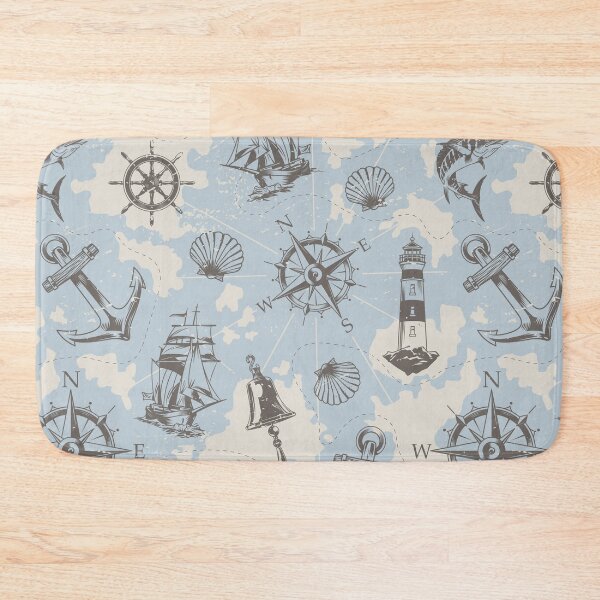 Item preview, Cool Vintage Anchor Compass Nautical Cruise Yacht Pattern designed and sold by Curious-Lens.