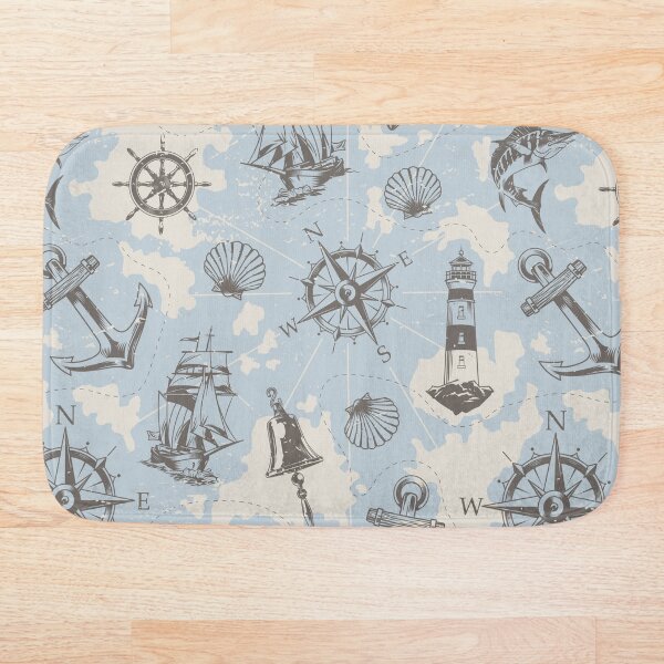Item preview, Cool Vintage Anchor Compass Nautical Cruise Yacht Pattern designed and sold by Curious-Lens.