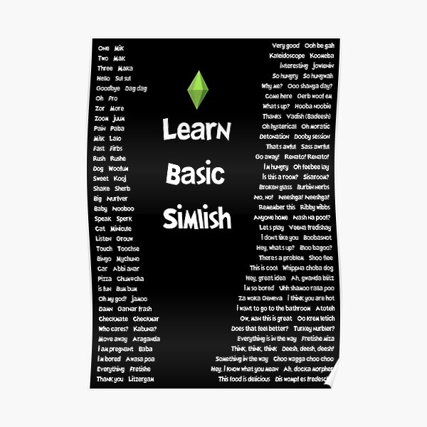 How To Speak Simlish - The Basics To The Unique Language of The SIMS Poster