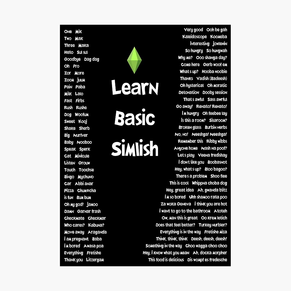 Basic sims language words (Simlish)