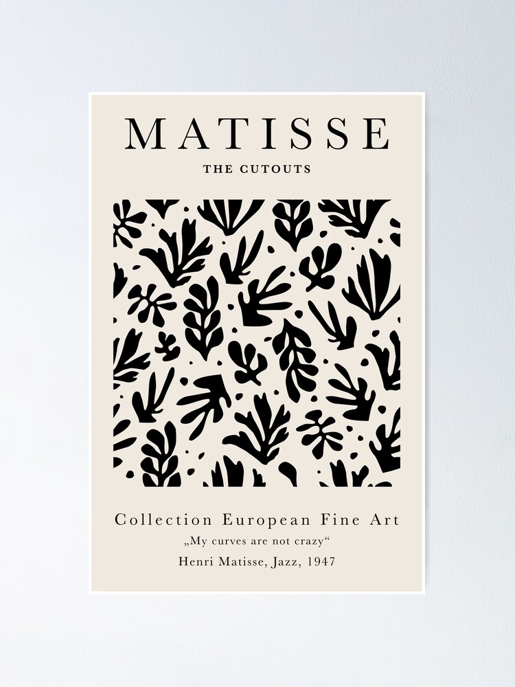 Henri Matisse Flowers, Papiers Découpés Art Black Color, Matisse cutout print, Art Exhibition Posterundefined by Jokoleo | Redbubble