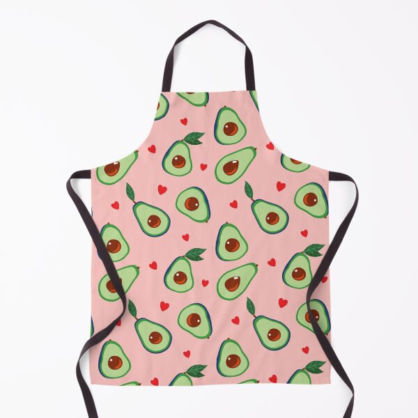 I Love Avocado Pink repeat pattern Apron