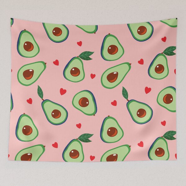 Item preview, I Love Avocado Pink repeat pattern designed and sold by PatternTalent.