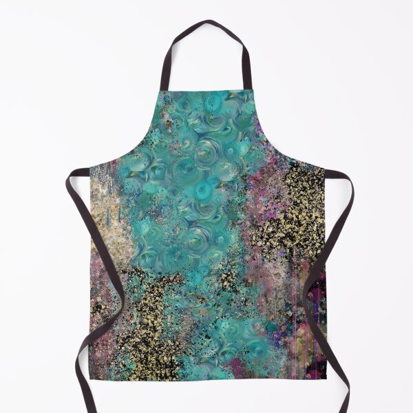 Item preview, Abstract Painting 092520.3, Teal Roses and Gold Texture designed and sold by Kristi Duggins.