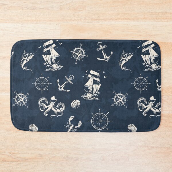 Item preview, Cool Vintage Sailor Anchor Compass Nautical Cruise Yacht Pattern designed and sold by Curious-Lens.