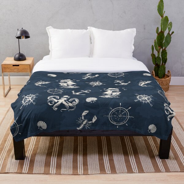 Item preview, Cool Vintage Sailor Anchor Compass Nautical Cruise Yacht Pattern designed and sold by Curious-Lens.