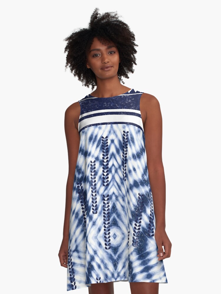 Frost Blue High-Low Wrap Tie And Dye Dress | KevaClothing