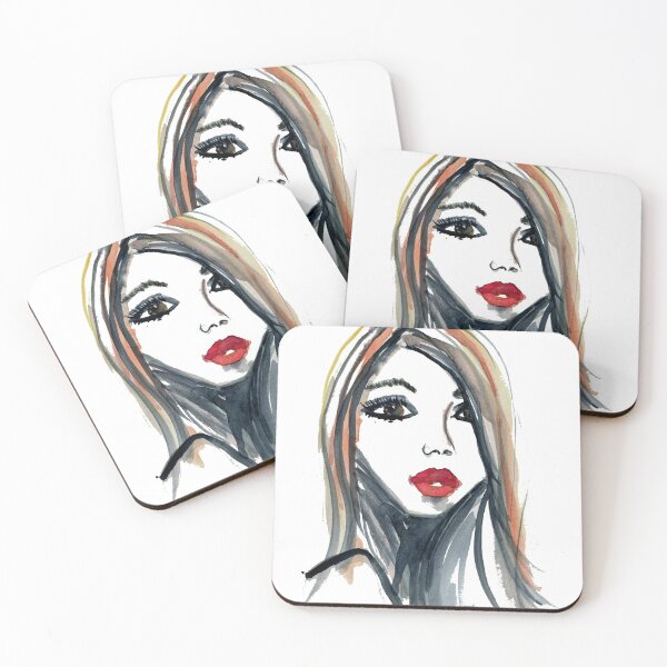 Item preview, Lady Glam Face Illustration in Watercolour designed and sold by Scarlett Ballantyne  - Beautigurlz Designs.