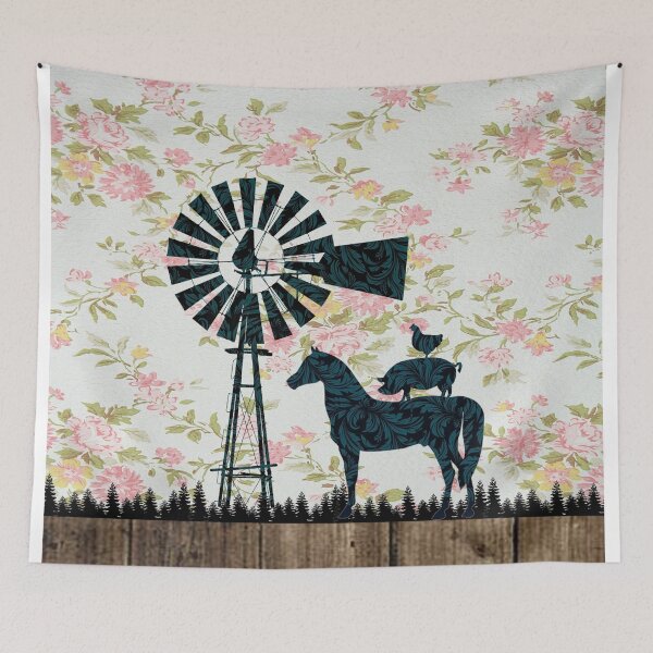 Item preview, Windmill Horse Pig Chicken Art - Country Farming designed and sold by CattlettArt.