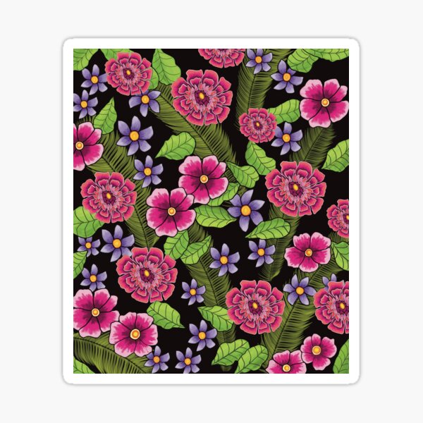Blooming in Pink Black Sticker