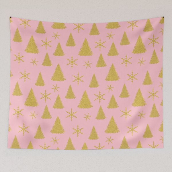 Item preview, Pink and Gold Christmas Trees and Snowflakes designed and sold by Julie Erin Designs.